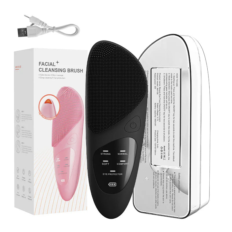 Household Electric Ultrasonic Facial Cleanser Wireless Waterproof Silicone Pore Cleaning Facial Brush Beauty Massage Introduction Instrument
