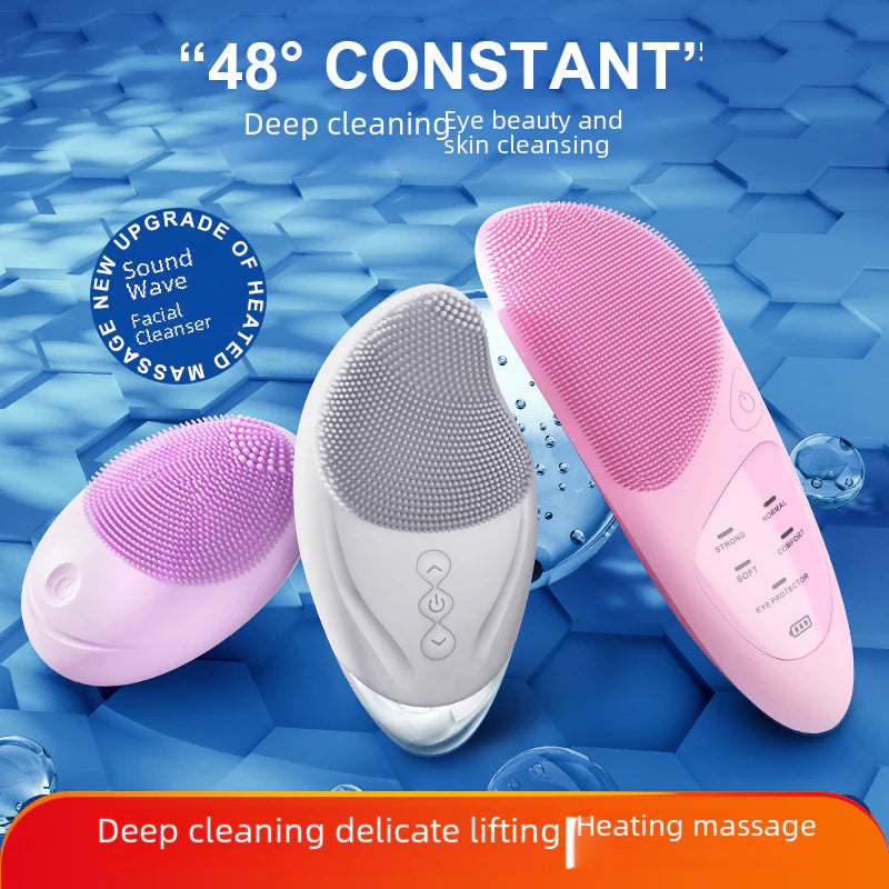 Household Electric Ultrasonic Facial Cleanser Wireless Waterproof Silicone Pore Cleaning Facial Brush Beauty Massage Introduction Instrument