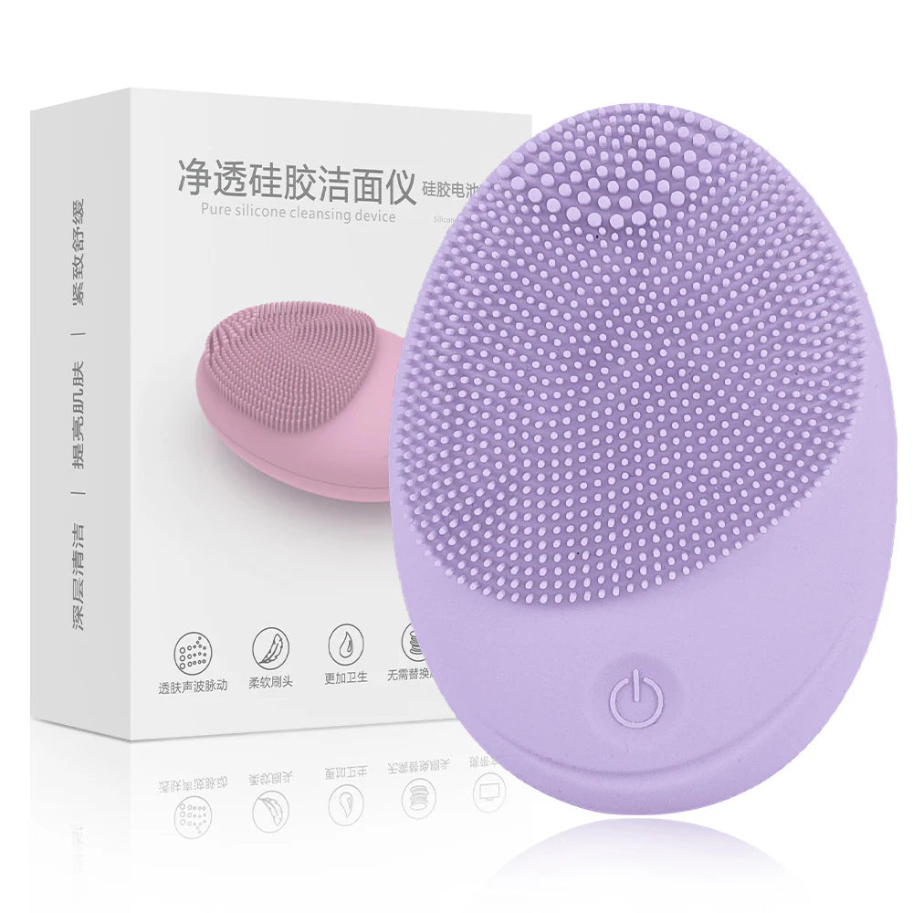 Household Electric Ultrasonic Facial Cleanser Wireless Waterproof Silicone Pore Cleaning Facial Brush Beauty Massage Introduction Instrument